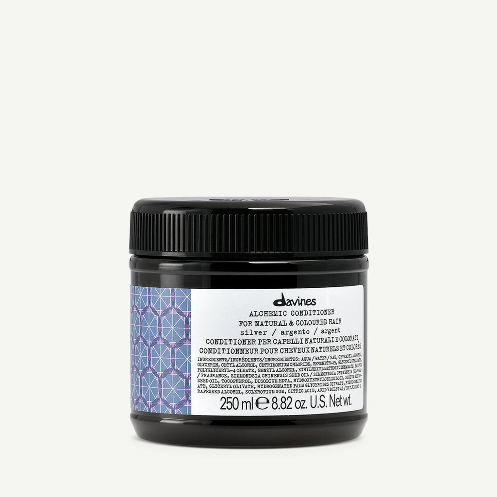 Alchemic Conditioner Silver i burk om 250 ml med balsam för naturligt och färgat hår, designad för att bevara silvertoner och vårda håret milt.