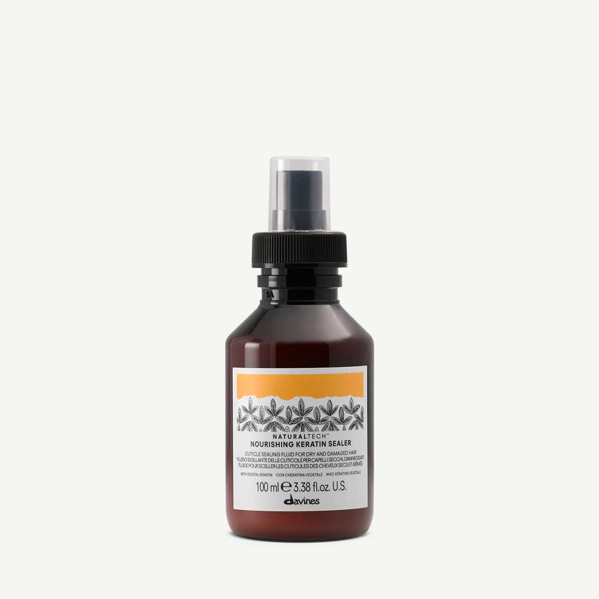 Flaska med Naturaltech Nourishing Keratin Sealer, en vårdande hårprodukt i sprayform för att stärka och skydda håret med keratin.