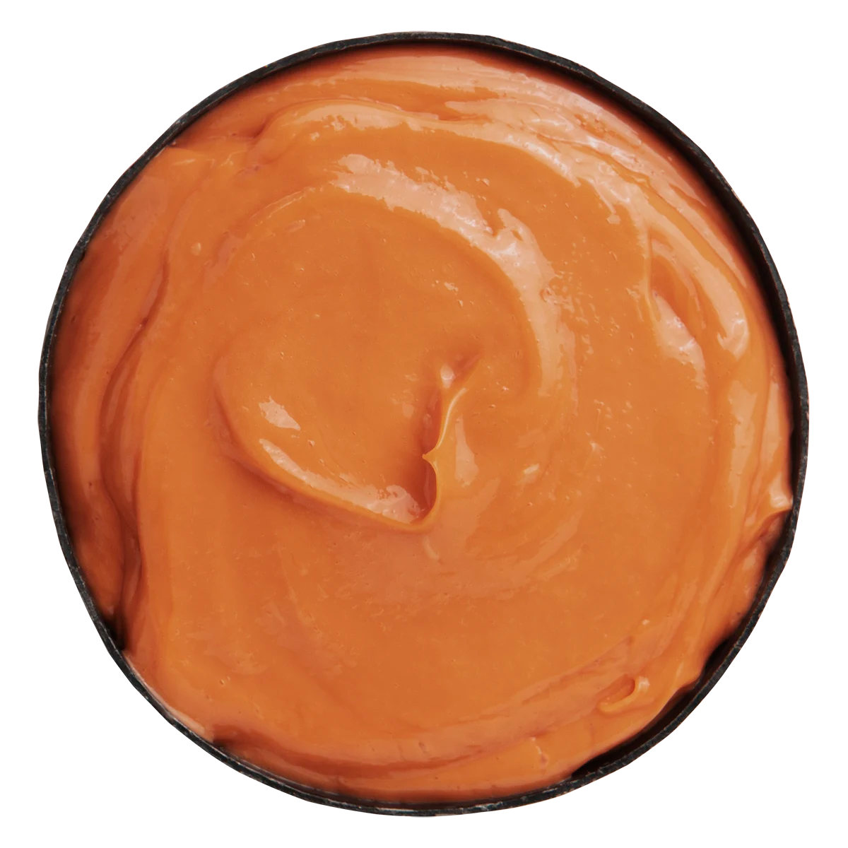 Krämig orange färgad balsamprodukt med jämn textur, Alchemic Creative Conditioner Coral, passar för vård och färgbehandling av hår.